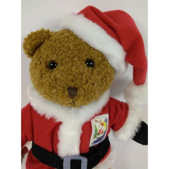Santa Bear 10.5" Plushie w/ USA 2005 Christmas Postal Stamp & Wood Nutcracker - Picture 5 of 7